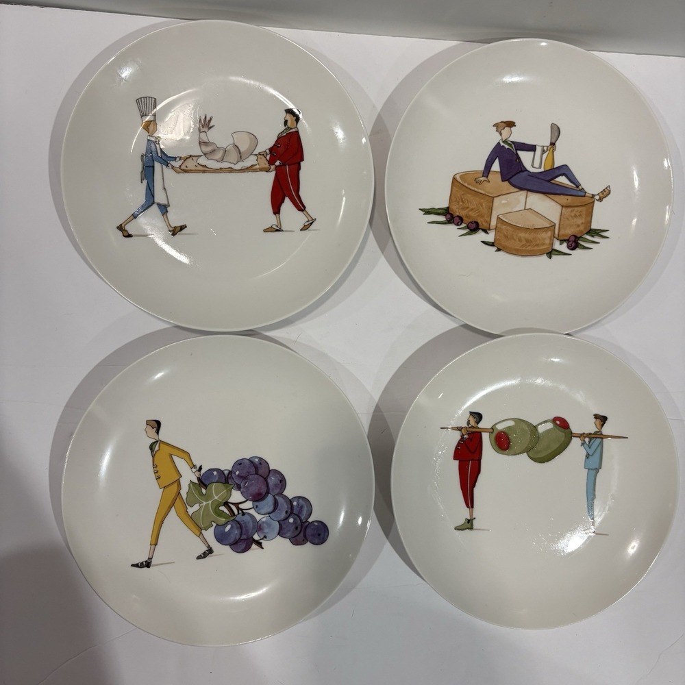 CIDER HOUSE Set Of 4 Appetizer & Dessert Plates 8" Designer Decor Hors D'oeuvres